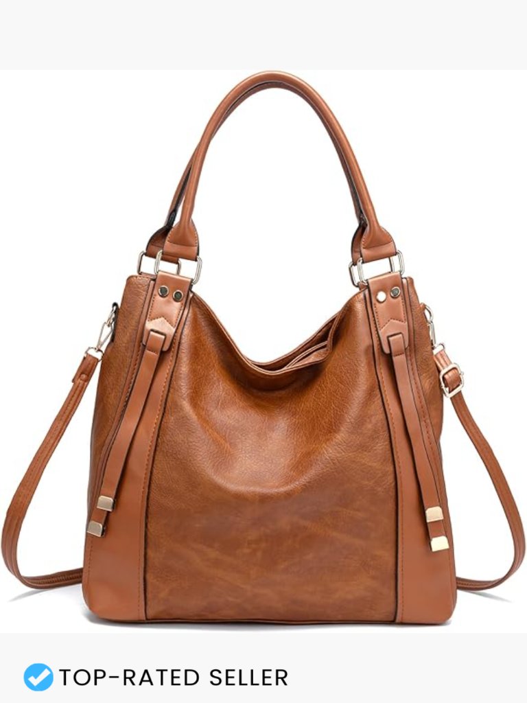 Vintage Large Leather Tote Handbag Soft Hobo Shoulder Satchel Purse Adjustable